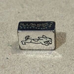 Brighton Woof! bead Silver rectangle Engraved with running dog & Woof! Retired